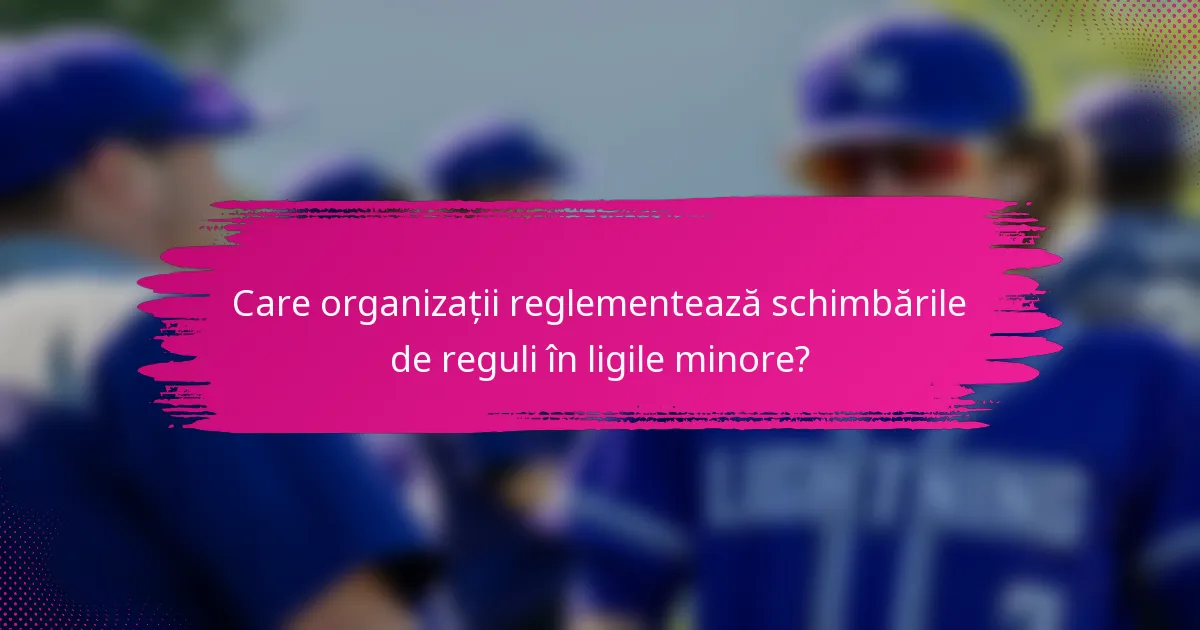 Care organizații reglementează schimbările de reguli în ligile minore?