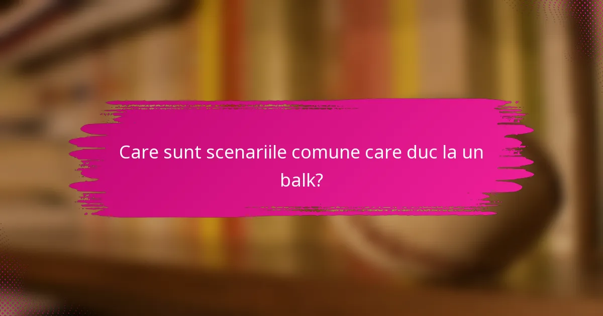 Care sunt scenariile comune care duc la un balk?